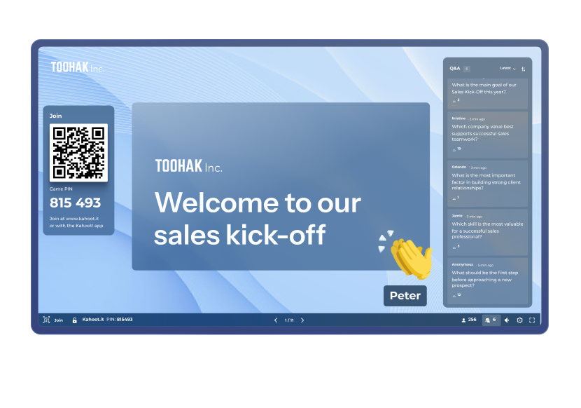 A digital welcome screen for 