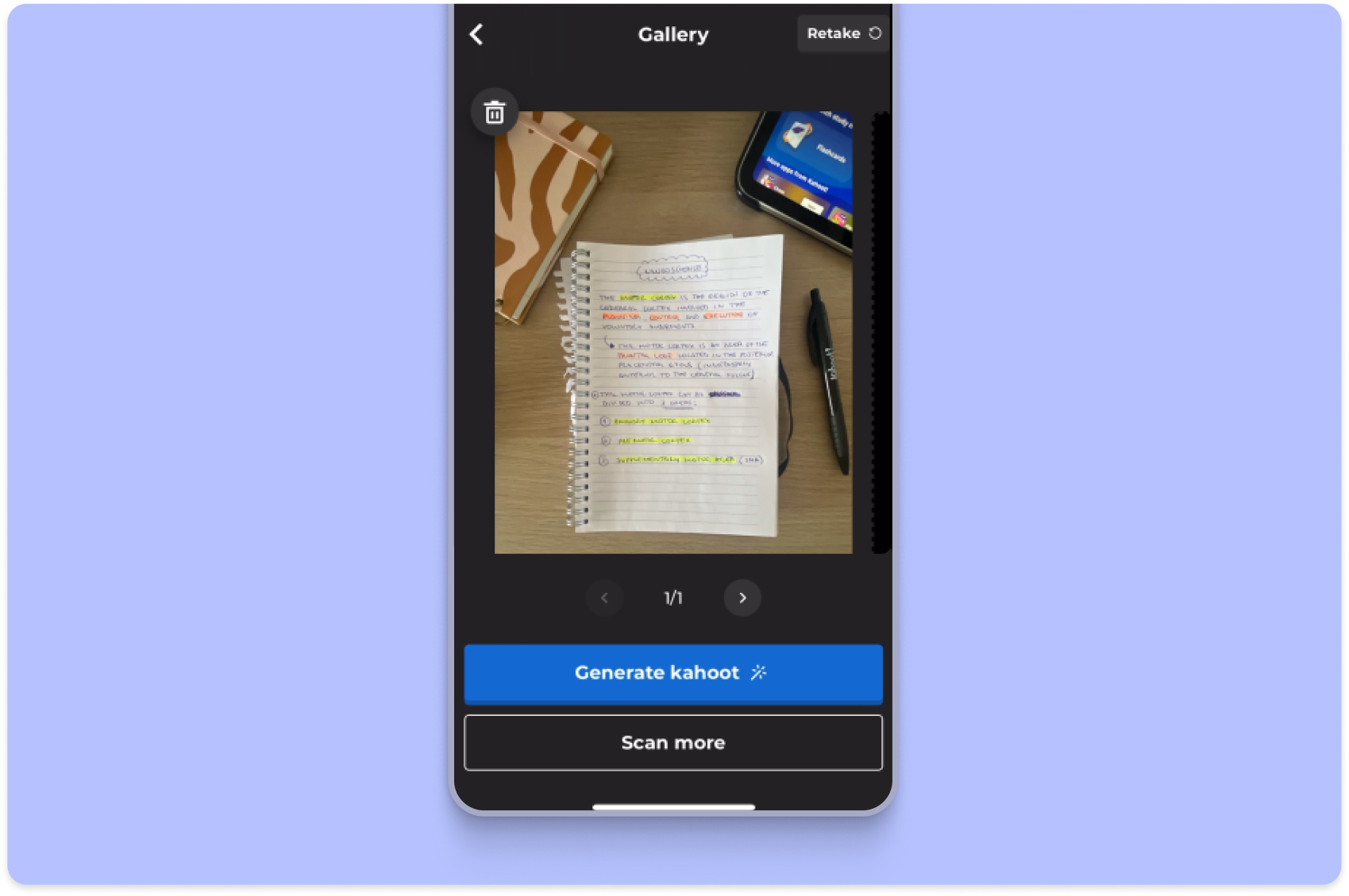 Scan your notes screen