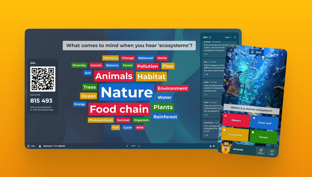 Screen with a kahoot