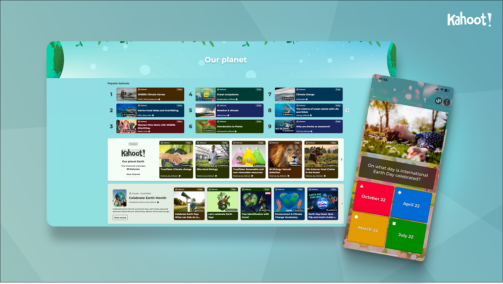 "Our planet" content page on Kahoot!