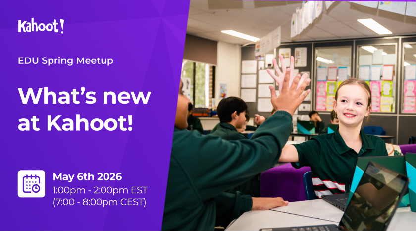 An image for a Kahoot! EDU Spring Meetup titled 