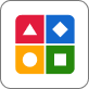 Kahoot logo icon featuring four colored shapes: red triangle, blue diamond, yellow circle, and green square