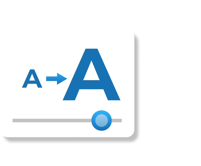Kahoot font size adjustment icon with A-to-A scaling slider