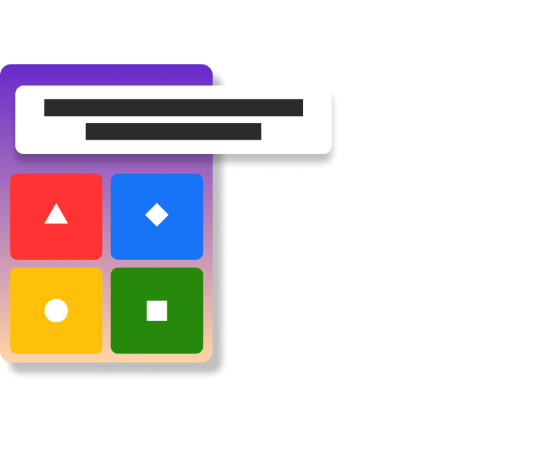Kahoot four-answer quiz card with colored shape buttons and question text