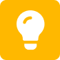 Yellow icon with a white lightbulb, representing a tips or insights feature