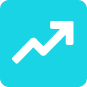 Cyan icon with a white upward trending arrow, representing growth or progress tracking