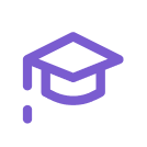 Purple graduation cap icon