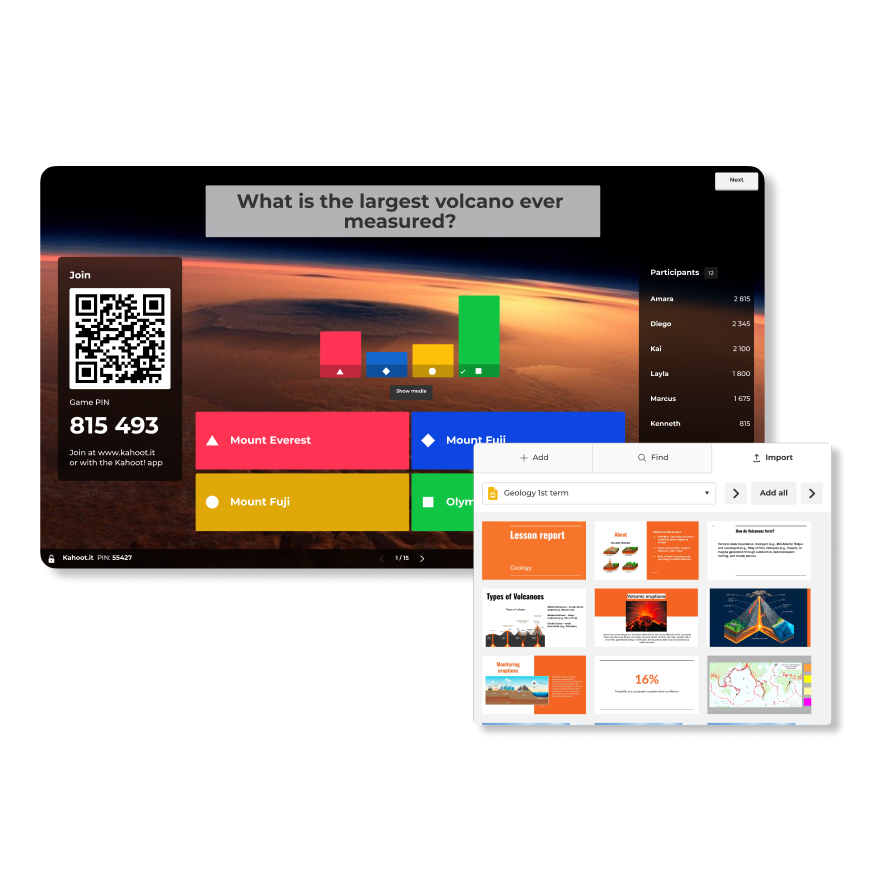 A smartphone screen showing a Kahoot-style quiz app with an 