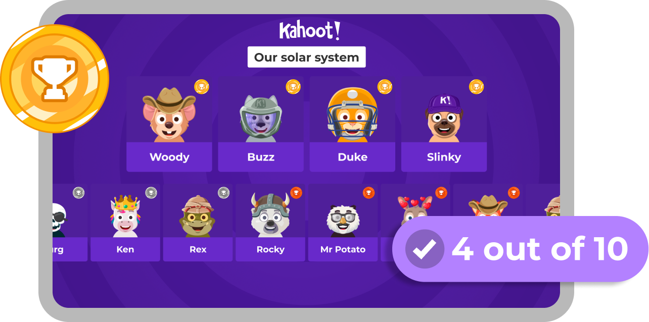 A screen displaying student participants in a kahoot session using the Accuracy experience