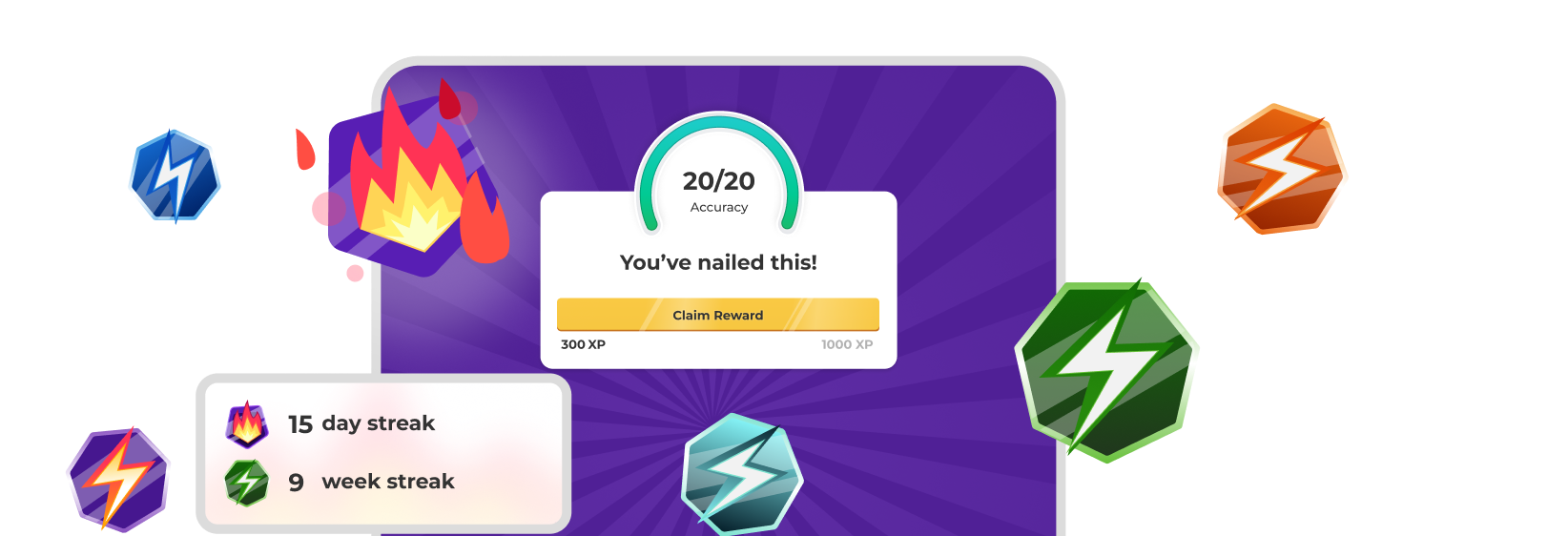 A screen showing the current kahoot streak with the message 