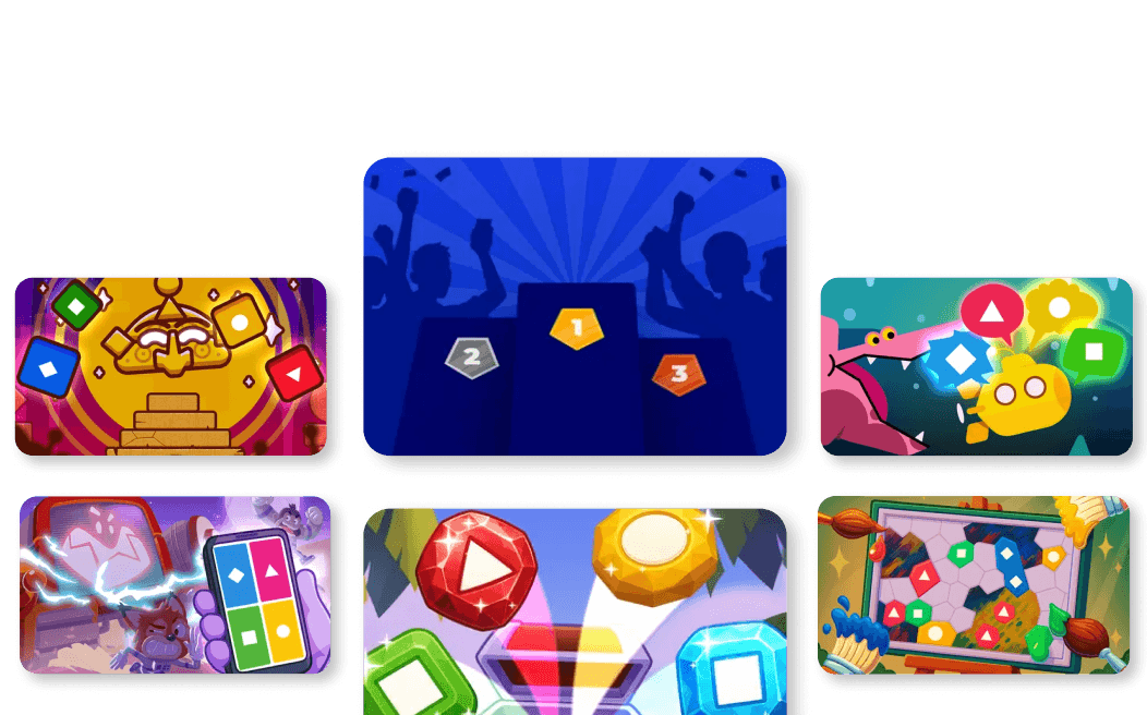 A collection of colorful Kahoot! game experiences.