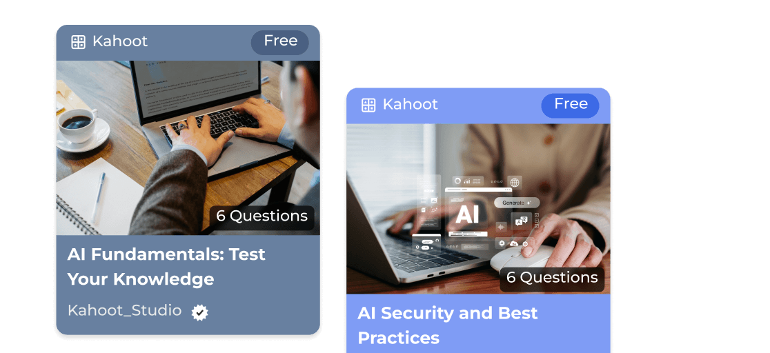 Kahoot! training courses about AI fundamentals and security best practices.