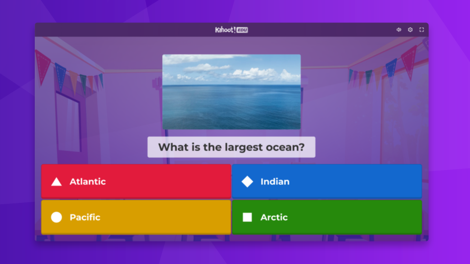 A kahoot question played in the Classic: Unplugged game experience