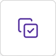A line icon of stacked documents with a checkmark, representing compatibility with existing kahoots.