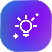 Purple icon of a lightbulb