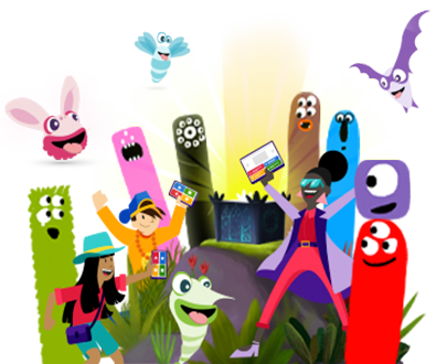 Illustration of the characters from Dragonbox games